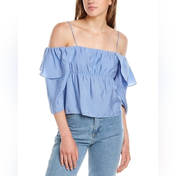 Vince NWT Cold Shoulder Ruffle Sleeve Blouse - Picture 9 of 11